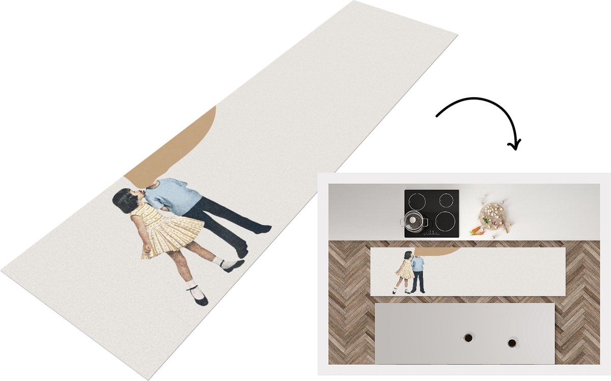 KitchenYeah Keukenloper - Loper keuken - Wolken - Retro - Meisje - 200x50 cm - Keukenloper vinyl Multicolor