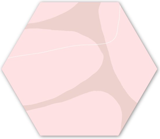 Hexagon wanddecoratie - Kunststof Wanddecoratie - Hexagon Schilderij - Roze - Geometrische vormen - Abstract - 120x103 cm