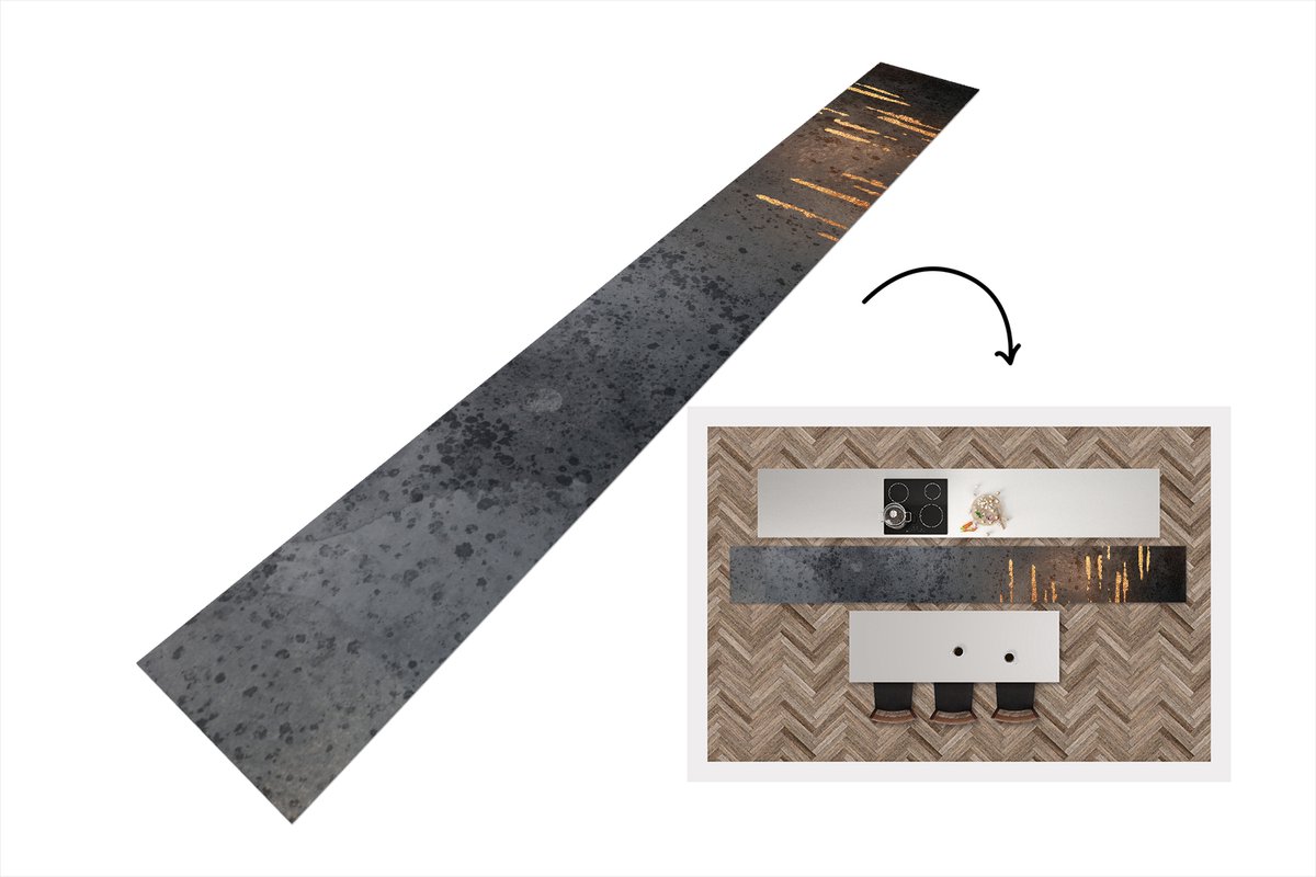 KitchenYeah Keukenloper - Loper keuken - Abstract - Goud - Design - Keukenloper vinyl, foto 5