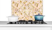 Spatscherm keuken 60x40 cm - Kookplaat achterwand Marmer - Goud - Rozen - Patronen - Muurbeschermer - Spatwand fornuis - Hoogwaardig aluminium