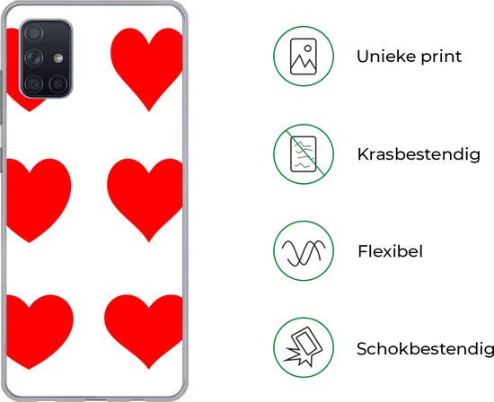 Coque Samsung Galaxy A71 - Une illustration avec neuf coeurs rouges - Coque en Siliconen pour téléphone