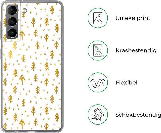 Coque Samsung Galaxy S21 - Branche de Pin - Noël - Or - Siliconen