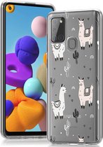 iMoshion Hoesje Geschikt voor Samsung Galaxy A21s Hoesje Siliconen - iMoshion Design hoesje - Roze / Allover Llama