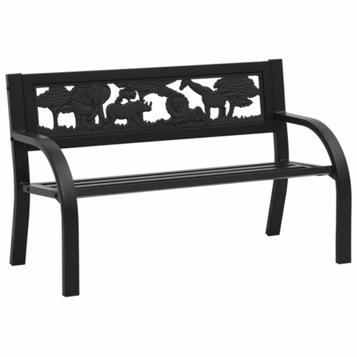 vidaXL Kindertuinbank - 86 - cm - staal zwart