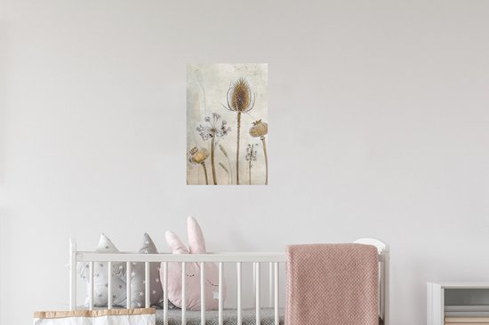 Stickers muraux - Sticker Foil - Fleurs - Aquarelle - Nature Morte - Marron - Vintage - 20x30 cm - Film Adhésif - Stickers muraux Chambre Enfant - Papier Peint Auto Adhésif