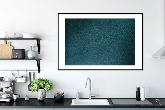 Image encadrée - Cadre photo structure cuir vert foncé 120x80 cm - Affiche encadrée (Décoration murale salon / chambre)