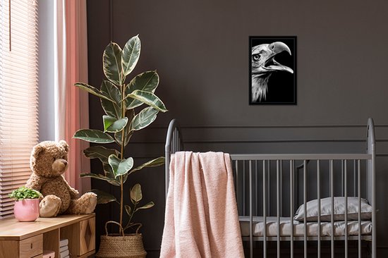 Cadre photo avec affiche - Aigle - Portrait - Oiseaux de proie - Zwart - Wit - Vogel - 20x30 cm - Cadre pour affiche