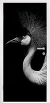 Deursticker Kraanvogel - Zwart - Wit - Vogel - Dieren - 80x205 cm - Deurposter