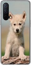 Geschikt voor OnePlus Nord CE 5G hoesje - Wolf - Kind - Hout - Siliconen Telefoonhoesje