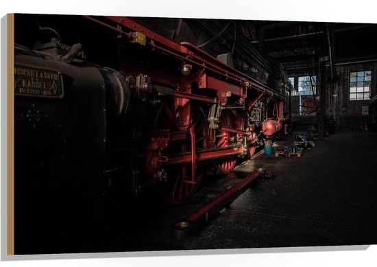 WallClassics - Bois - Train en usine - 105 x 70 cm - Épaisseur 12 mm - Photo sur bois (avec système de suspension)