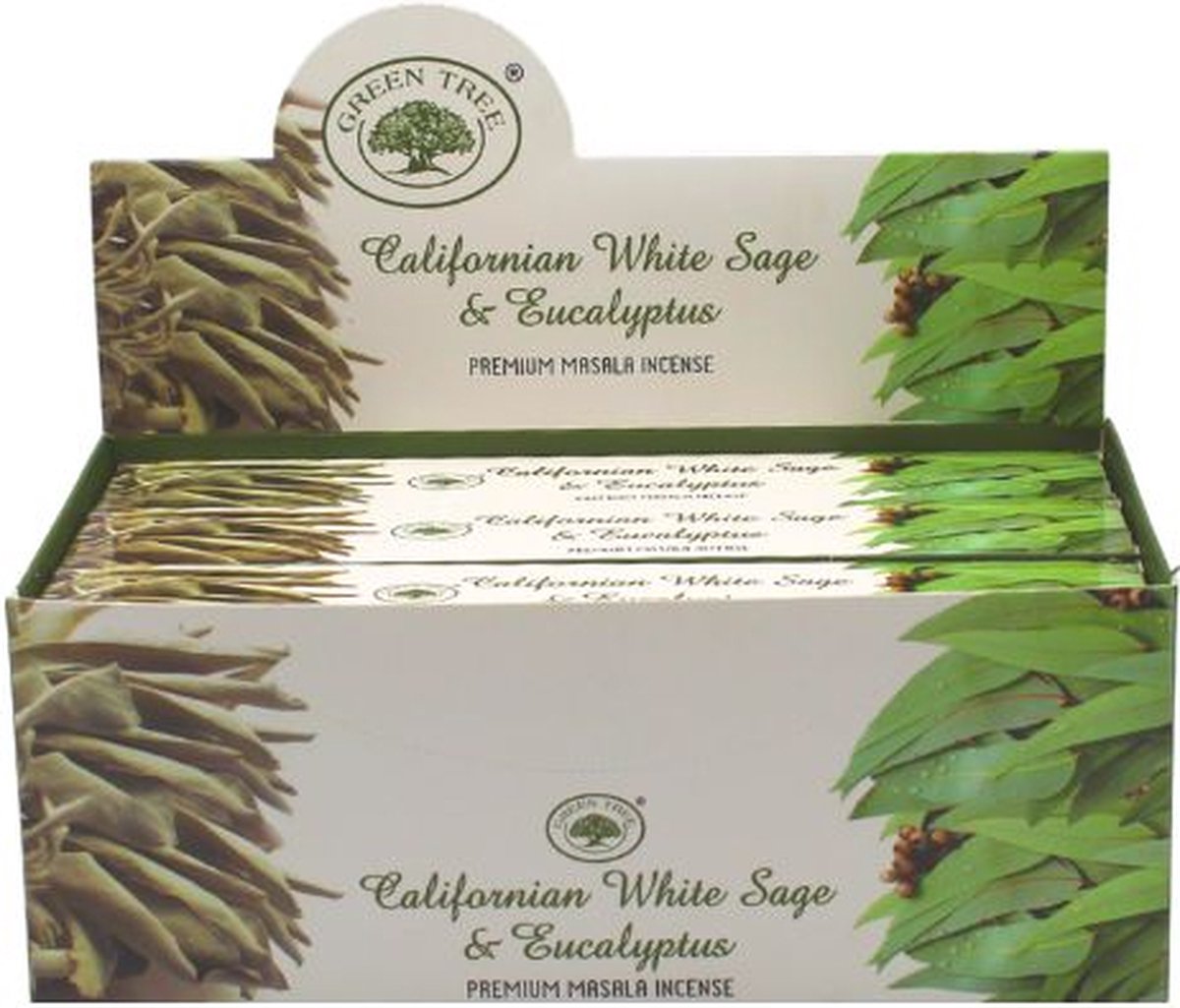 Green Tree Candle Green Tree Californian White Sage & Eucalyptus Wierook (12 pakjes a 15 gr) Multicolor