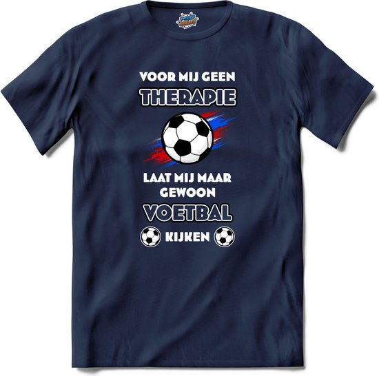 Oranje voetbal leeuw - WK en EK voetbal kampioenschap - koningsdag en Koninginnedag feest kleding - T-Shirt - Meisjes - Navy Blue - Maat 12 jaar