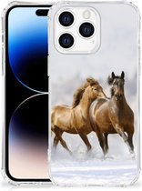 GSM Hoesje Apple iPhone 14 Pro Max Bumper Hoesje met transparante rand Paarden