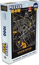 Puzzel Plattegrond - Groningen - Goud - Zwart - Legpuzzel - Puzzel 1000 stukjes volwassenen - Stadskaart