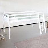 REKE Eveline Traverse semi-haute – Blanc – 200 × 90 cm avec sommier à lattes