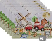 Placemats - Boerderij - Kinderen - Trekker - Tafeldecoratie - Jongens - Meisjes - 45x30 cm - 6 stuks
