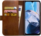 Rosso Element Book Case Wallet Hoesje Geschikt voor Motorola Moto E22 / E22i | Portemonnee | 3 Pasjes | Magneetsluiting | Stand Functie | Bruin