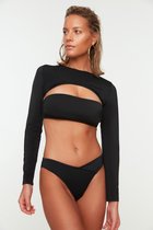 Trendyol Normale taille Zwart V-uitgesneden bikinibroekje TBESS21BA0168