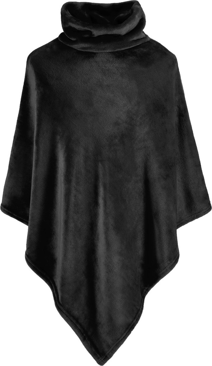 Moodit Poncho Fleece, Zwart - 80 x 80 cm - Polyester