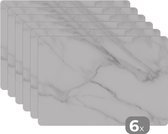 Placemat - Placemats kunststof - 45x30 cm - Marmer - Structuur - Wit - Grijs - Steen - Marmerlook - 6 stuks - Borden onderleggers antislip - Tafel decoratie - Luxe tafelversiering - Tafelmat vinyl - Bord onderlegger - Tafeldecoratie accessoires