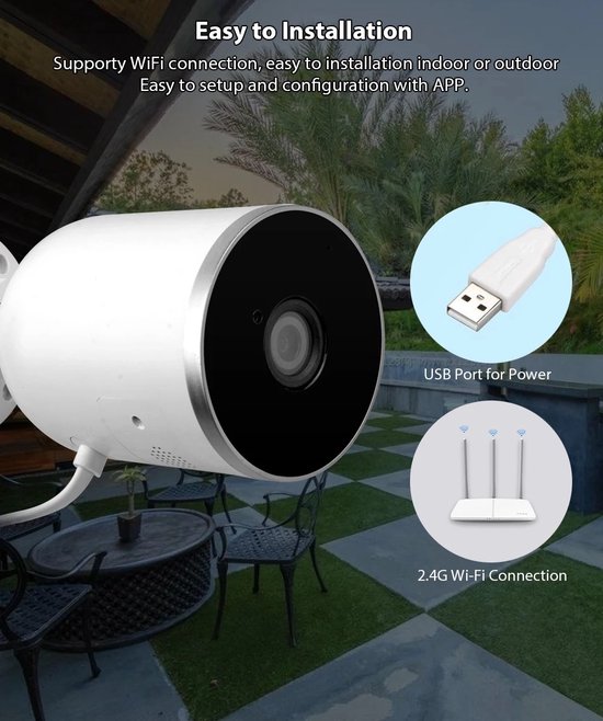 DrPhone CCS10 - WiFi Camera - iP Cam met Audio - Google Home / Alexa - Sensor Beweging - Waterdicht - voor Smartphone - 1080P Full HD - Nachtzicht van DrPhone — afbeelding 4
