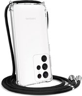 Samsung Galaxy S22 Ultra 5G Telefoonhoesje met koord - Kettinghoesje - Anti Shock - Transparant TPU - Draagriem voor Schouder / Nek - Schouder tas - ZT Accessoires