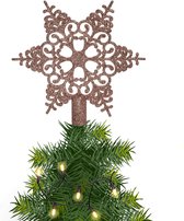 Kerstster/kerstboom piek/topper open - lichtroze - H19 cm - glitter - Kerstversiering