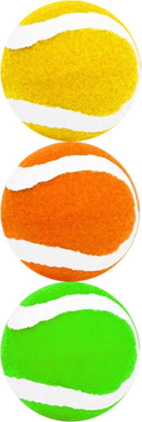 Set van 3x stuks gekleurde premium tennisballen 6,5 cm - Recreatief gebruik - Tennis training