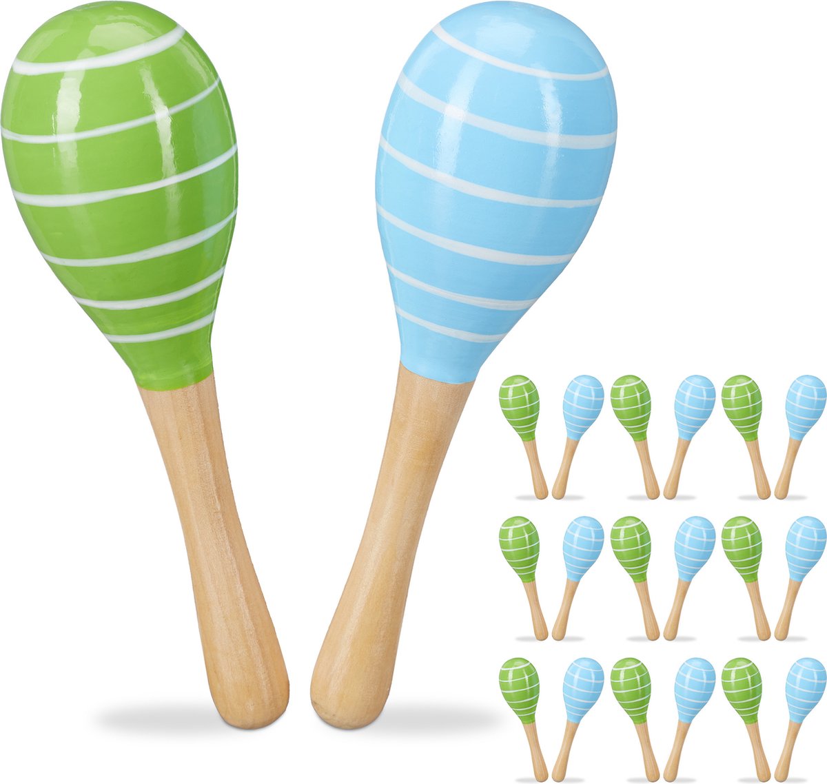 Relaxdays 20x sambabal voor kinderen rammelaar hout maracas