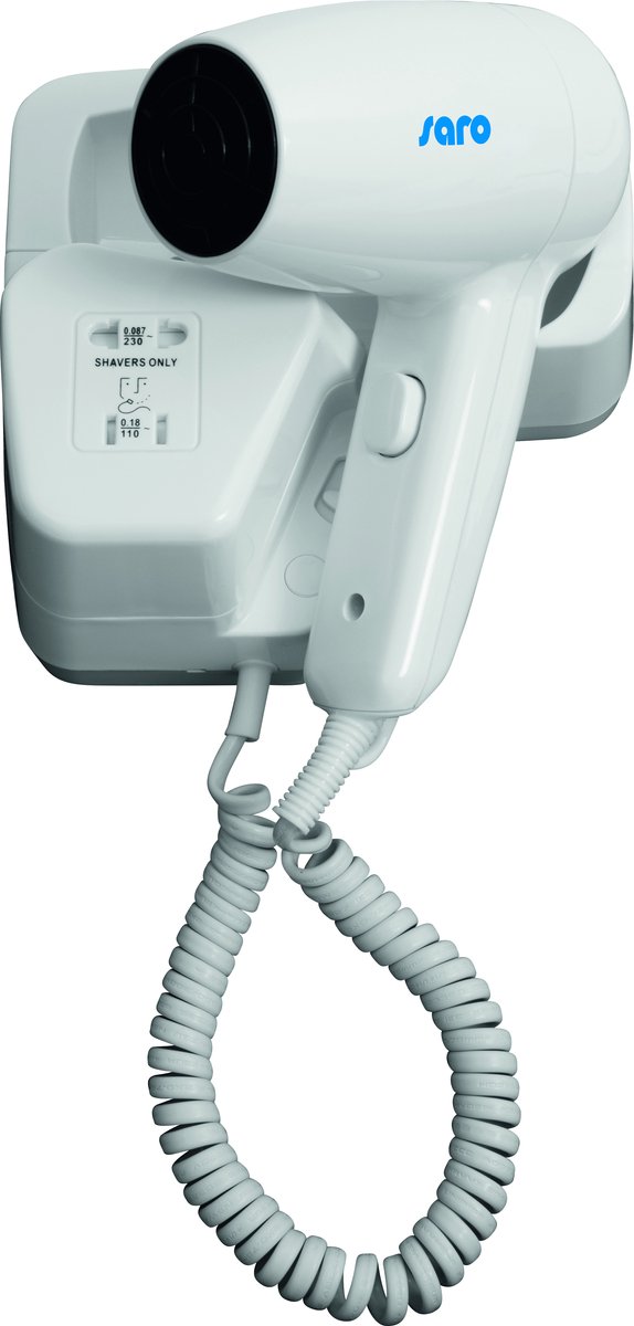 SARO Haardroger JOSHUA – Wandmodel – 2 Warmtestanden – 1,2 kW – Voor Hotels & Wellness