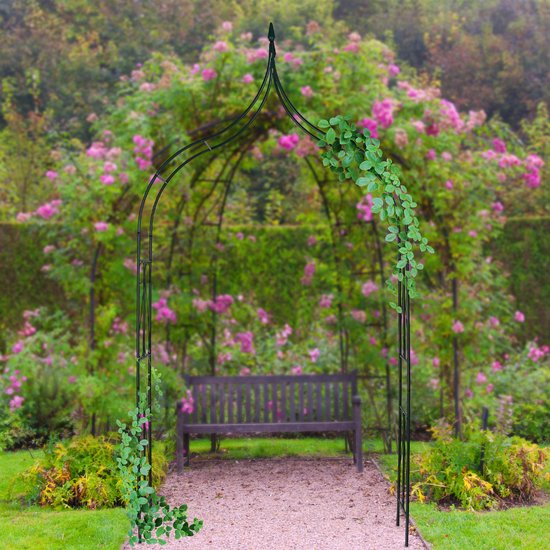 Best Goods Rozenboog Met Deur, Metaal, Stabiele Rozenboog Met Poort Halfronde Tuinboog Met Versiering Rankhulp Rozenframe Deur
