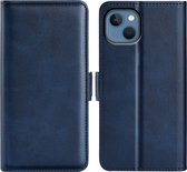 iPhone 14 Hoesje - MobyDefend Luxe Wallet Book Case (Sluiting Zijkant) - Blauw - GSM Hoesje - Telefoonhoesje Geschikt Voor iPhone 14