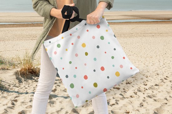Sac bandoulière - Sac de plage - Shopper Peinture - Motif - Pois - 45x45 cm - Sac en coton