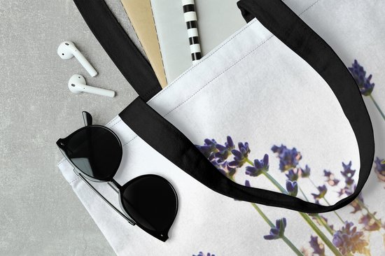 MuchoWow® Sac bandoulière - Sac de plage - Big Shopper - Sac shopping - Gros plan de lavande au coucher du soleil - 40x40 cm - Sac en coton