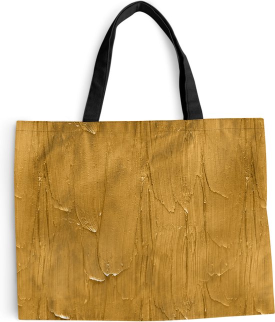 Sac bandoulière - Sac de plage - Shopper Peinture - Motifs - Ocre - 50x40 cm - Sac coton