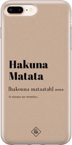 Casimoda® hoesje - Geschikt voor iPhone 8 Plus - Hakuna Matata - Siliconen/TPU telefoonhoesje - Backcover - Tekst - Bruin/beige