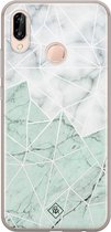 Casimoda® hoesje - Geschikt voor Huawei P20 Lite (2018) - Marmer Mint Mix - Siliconen/TPU - Soft Case - Mint - Marmer