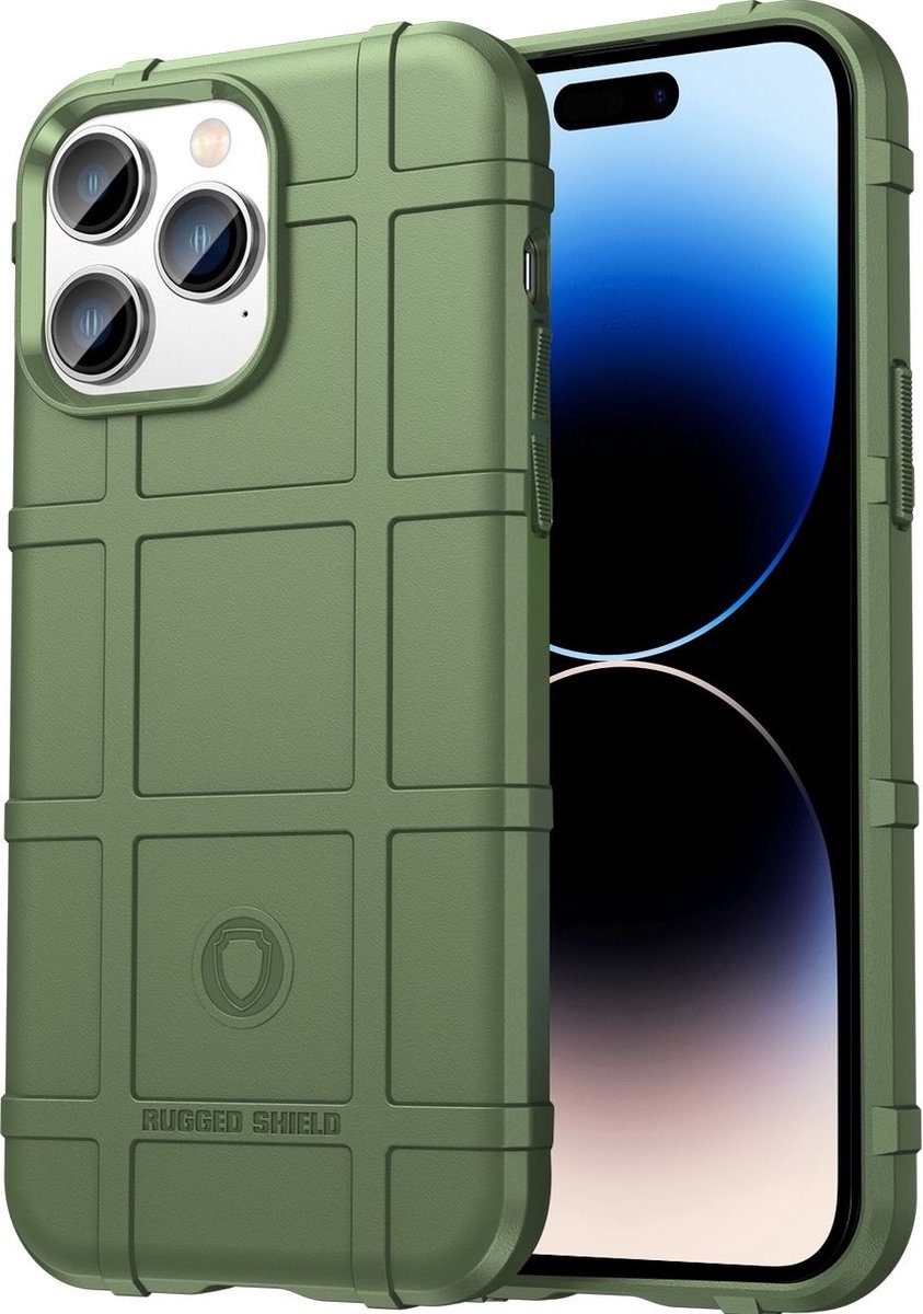 Mobigear Hoesje geschikt voor Apple iPhone 14 Pro Max Telefoonhoesje Flexibel TPU | Mobigear Rugged Shield Backcover Shockproof | Schokbestendig iPhone 14 Pro Max Telefoonhoesje | Anti Shock Proof - Groen