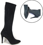 Stravers - Bottes longues extensibles, taille 32, talons hauts noirs. Bottes de petite taille