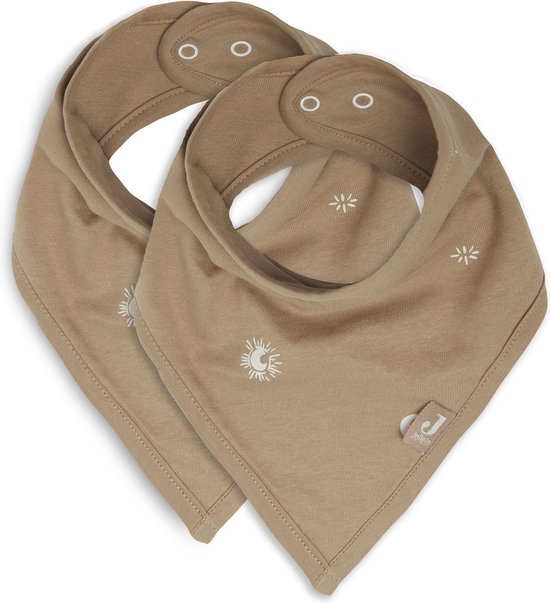 Jollein - Slab Bandana (Stargaze - Biscuit) - Katoen - Slabbetjes Baby - 2 Stuks - 22 cm