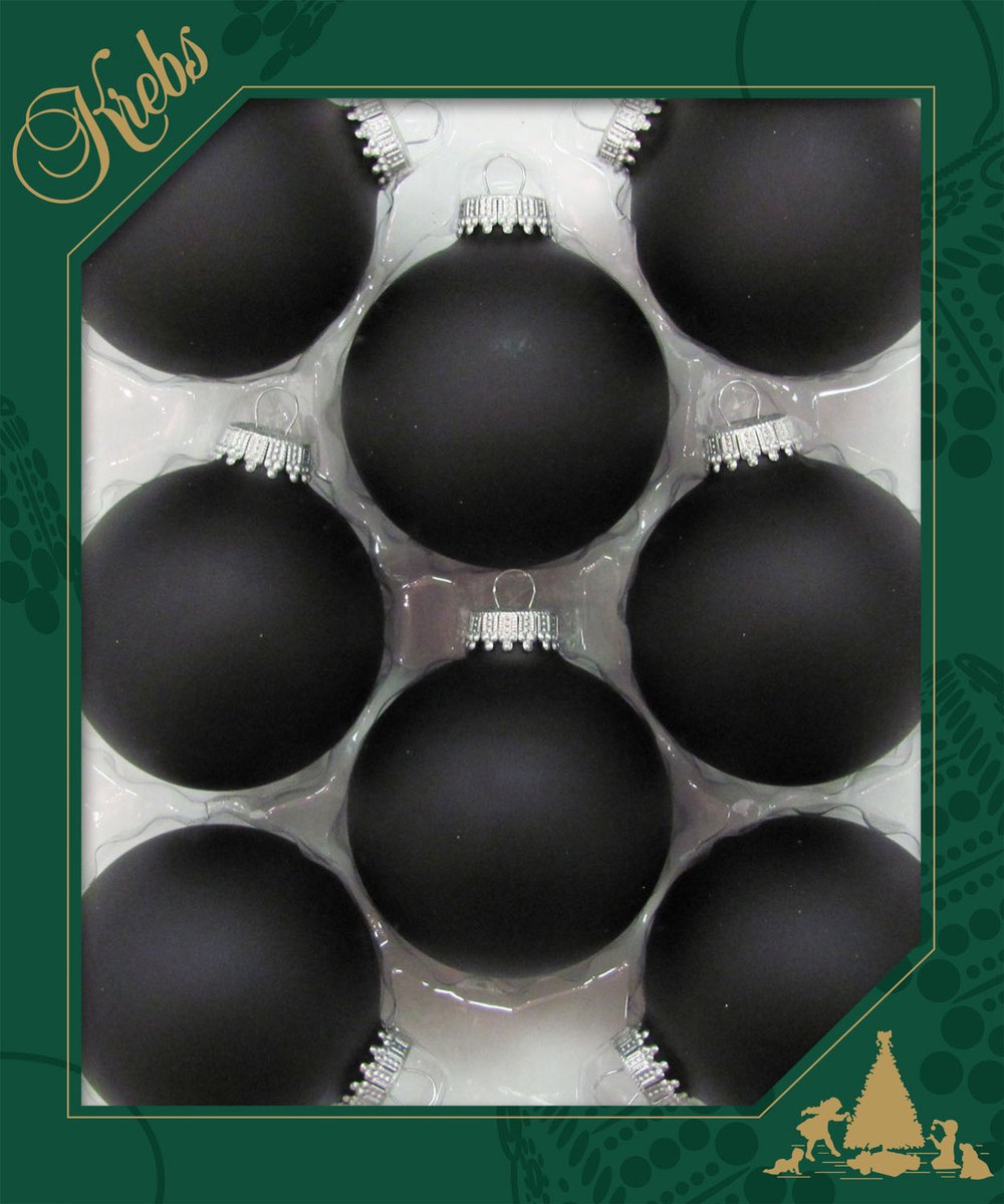 16x stuks glazen kerstballen 7 cm ebony velvet zwart mat kerstboomversiering - Kerstversiering/kerstdecoratie