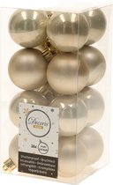 32x Licht parel/champagne kunststof kerstballen 4 cm - Mat/glans - Onbreekbare plastic kerstballen - Kerstboomversiering
