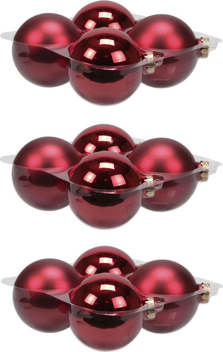 12x stuks kerstversiering kerstballen rood van glas - 10 cm - mat/glans - Kerstboomversiering