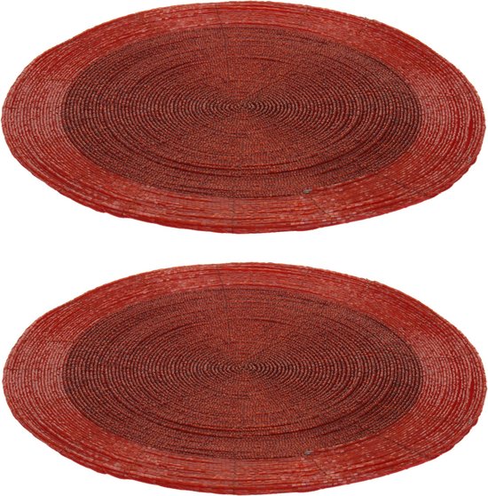 2x sets de table rouge rond D35 cm | bol