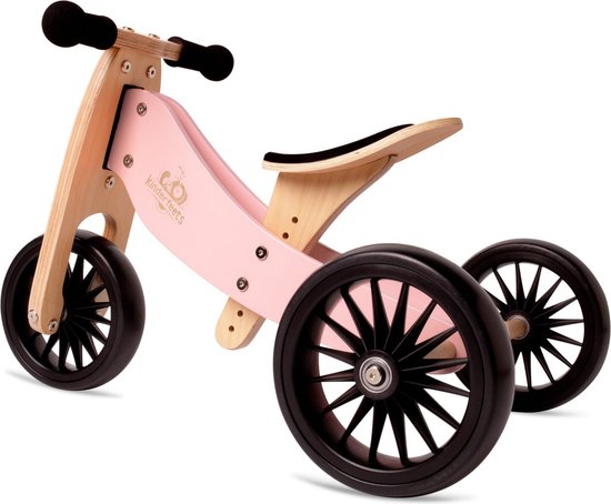 Kinderfeets houten loopfiets driewieler Tiny Tot Plus - Roze