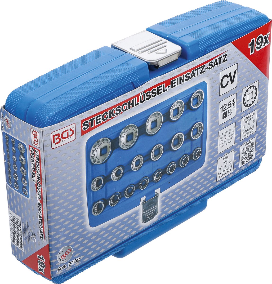 BGS 2152 Doppenset Met Gear Lock 19-delig 1/2''