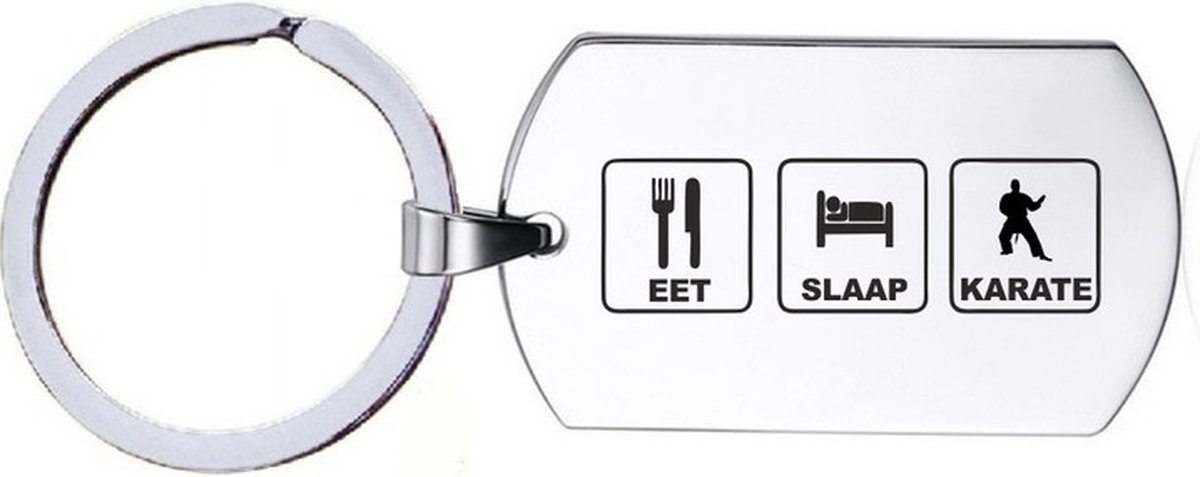 Sleutelhanger RVS - Eet Slaap Karate