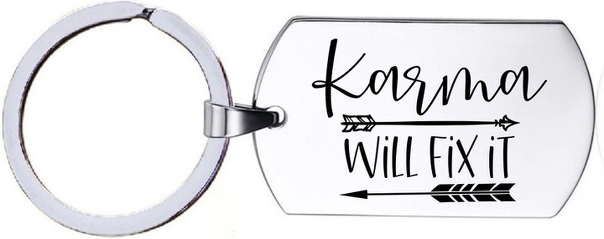 Sleutelhanger RVS - Karma Will Fix It