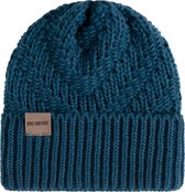 Knit Factory Sally Gebreide Muts Heren & Dames - Beanie hat - Petrol - Grofgebreid - Warme blauwe Wintermuts - Unisex - One Size
