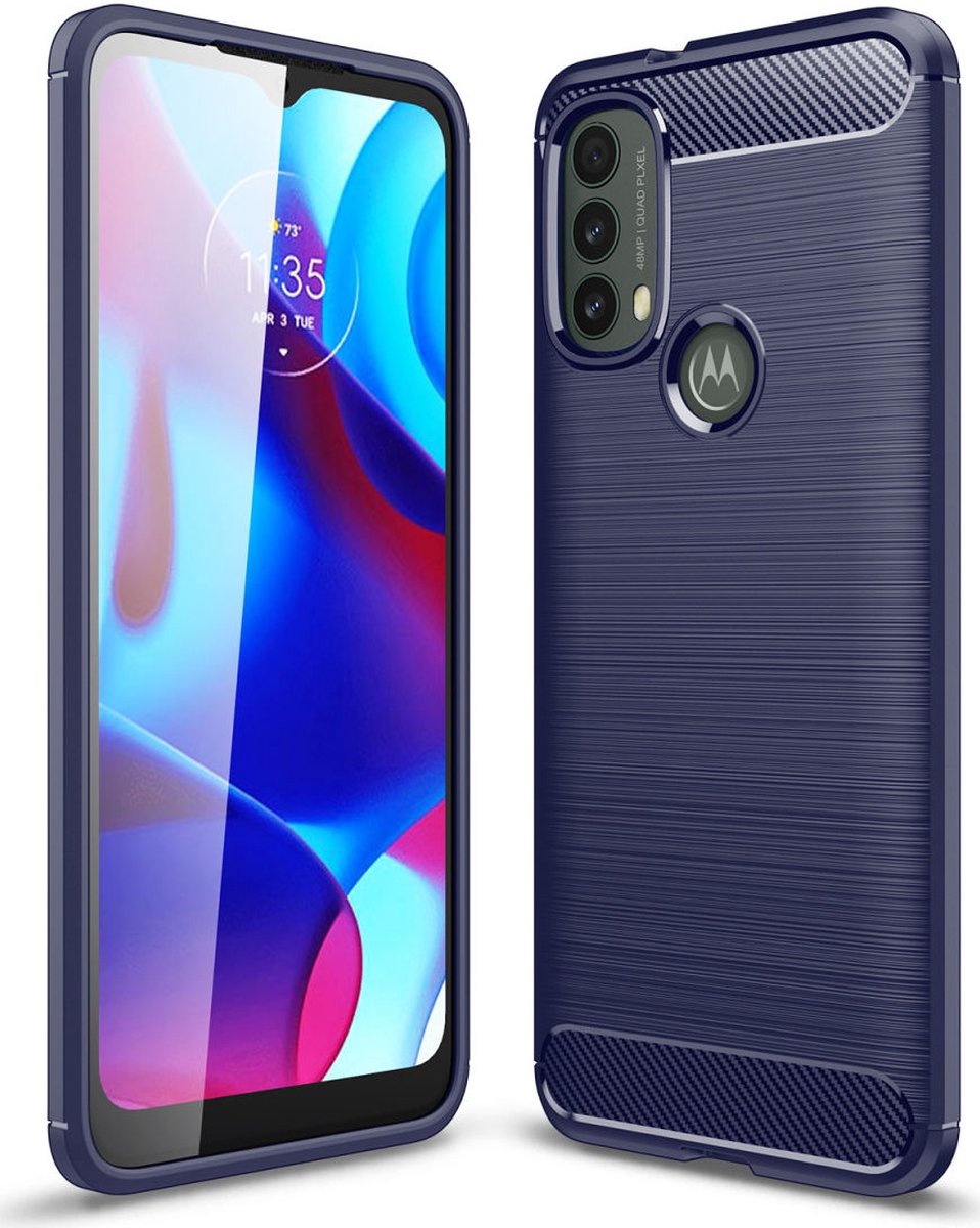 Motorola Moto E20 / E30 / E40 Hoesje Geborsteld TPU Back Cover Blauw